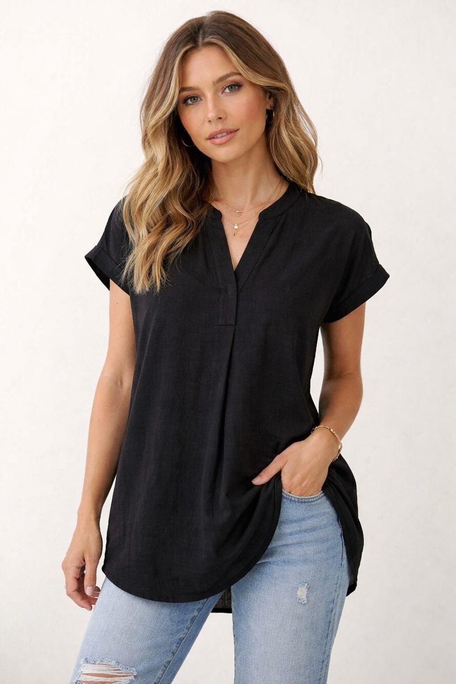 NWT Rachel Roy V-Neck Black Blousy T-shirt XL